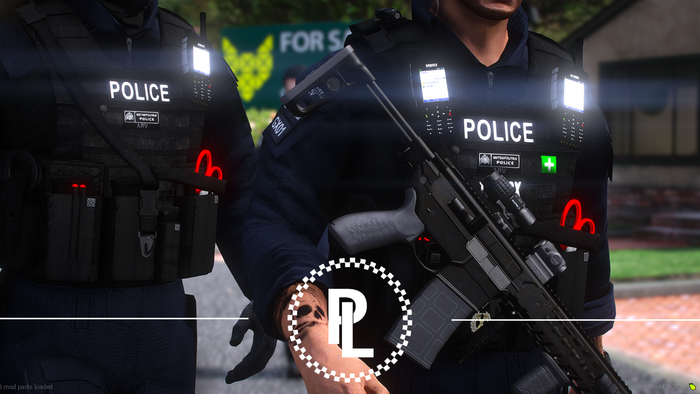 Met Police Firearms Vest w/ Taser Hip Holster