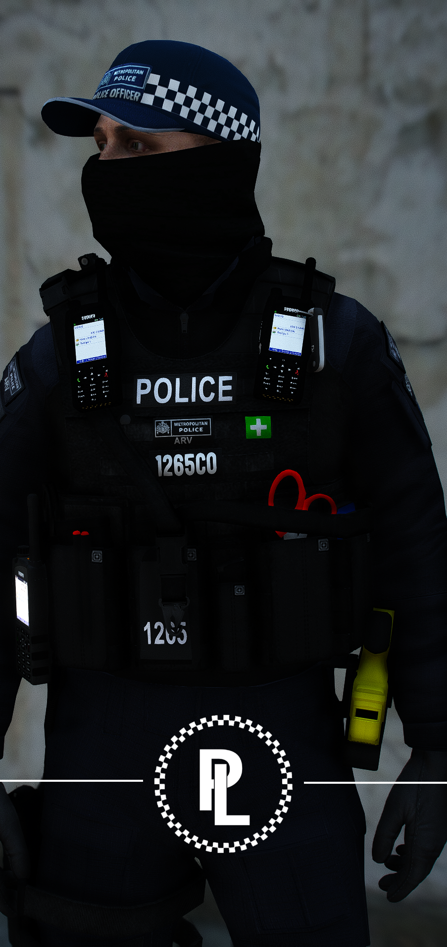 Met Police Firearms Vest w/ Taser Hip Holster