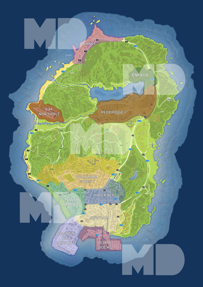 North London Based Atlas Map